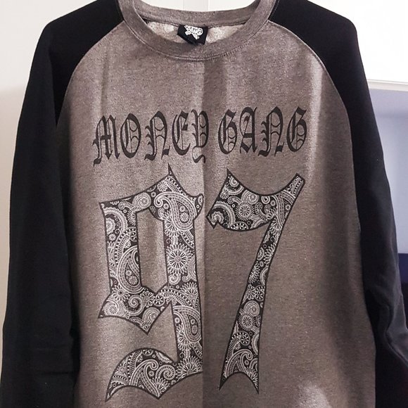Money Gang Grey/Black Crewneck Sweatshirt - Picture 1 of 2